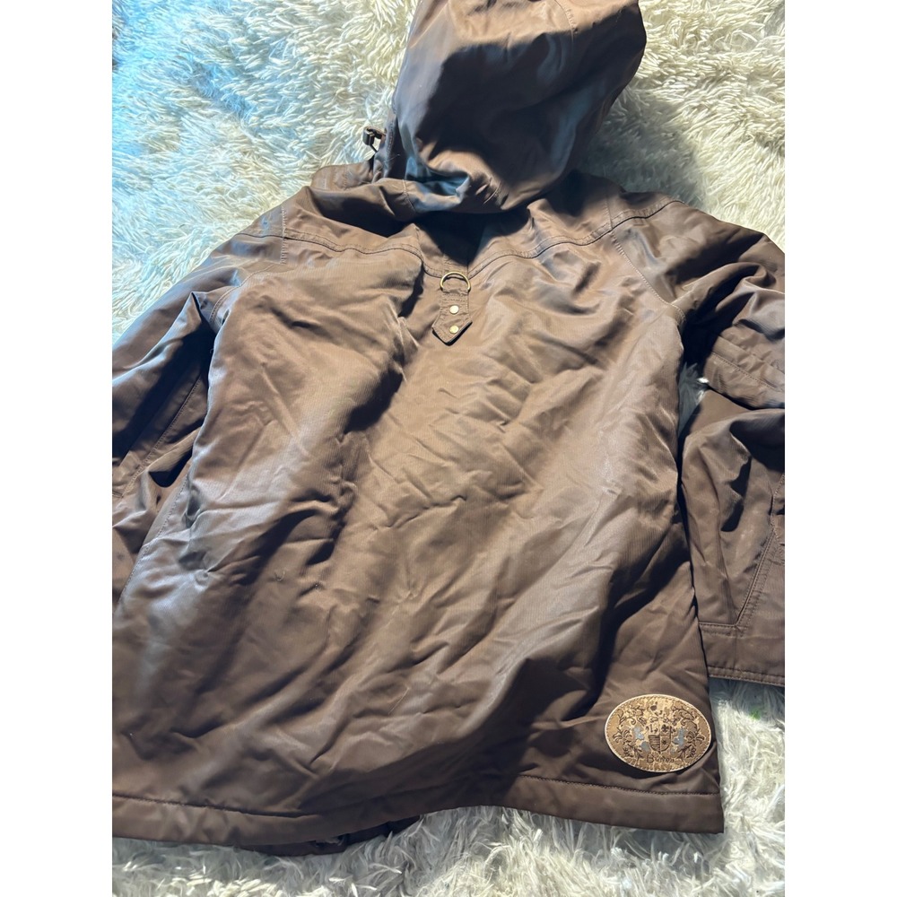Burton Snowboard Jacket‎ Womens Medium Brown Hooded Ski Coat Teal Lining Pockets